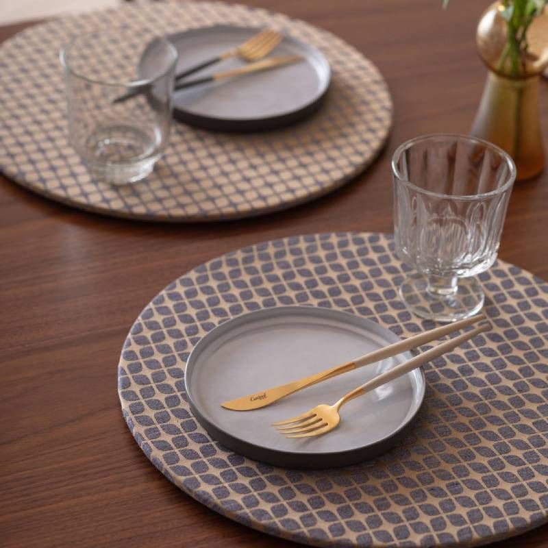 wsg0044 丸形ランチョンマット Calm Round Luncheon mat/カルム プレイスマットなし スノー インディゴ