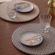 wsg0044 丸形ランチョンマット Calm Round Luncheon mat／カルム プレイスマットなし スノー インディゴ