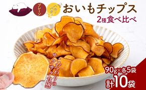 おいもチップス プレーン味 ハニーバター味 各90g×5袋 計10袋 食べ比べ さつまいも はちみつ バター スイーツ サクサク 食感 お茶請け 自社農園 手作業 信州チップス 贈り物 ギフト おいも日和 ねんりん 長野県 坂城町