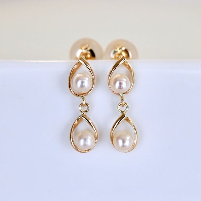 K10YG(10金) イエローゴールド 揺れる ベビーパール ピアス (5mm) 保証書付 2126 242-041