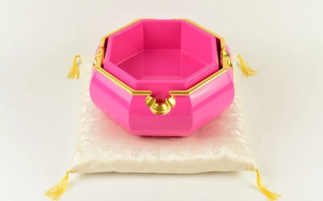 【佐藤木工】彩玉手箱 ポップカラー 京組紐 金沢箔（ピンク） BY014