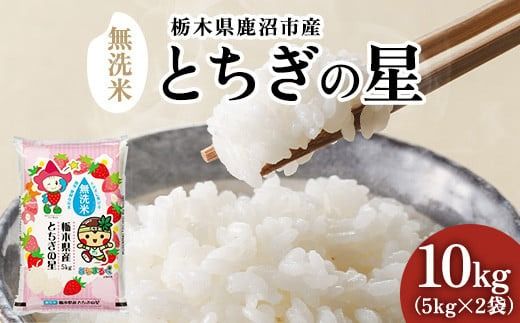 【数量限定】栃木県鹿沼市産 とちぎの星 無洗米 10kg（5kg×2袋）令和8年産 | 水稲うるち精米 単一原料米 お米 特A 大粒 甘さ ※沖縄・離島への配送不可