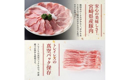 【3ヶ月定期便】まるみ豚 ロース・バラ スライスセット 計2kg 【 宮崎県産 豚 ブランドポーク こま切れ まるみ豚 定期便 】[D05309t3]