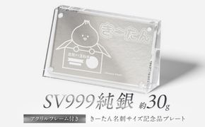 SV999 純銀 30g きーたん 名刺サイズ記念品プレート アクリルフレーム付き ( 受注生産 シルバー コレクション )【220-0193】