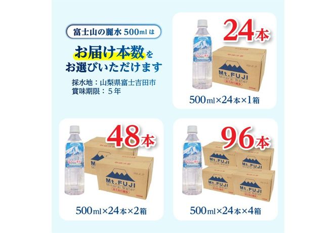 富士山の麗水　500ｍl　【24本/48本/96本】  富士山 天然水 富士山の麗水 水 ミネラルウォーター 防災 備蓄 保存 ストック 防災グッズ 山梨 富士吉田