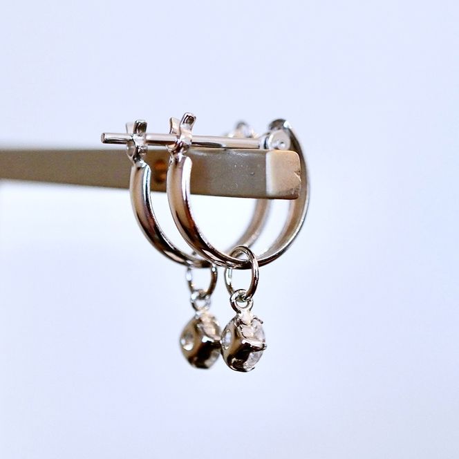Pt900 プラチナ 2WAY ピアス 地金 ホワイトトパーズ フープピアス(直径10mm) 保証書付 SMK-5249 SWAD098-wtp