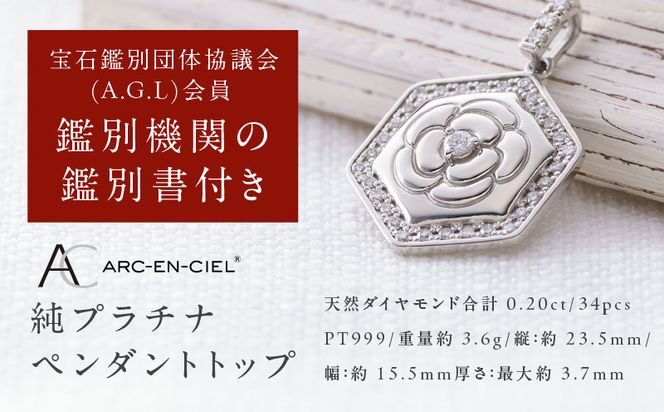 TUC0022-1 【高島屋選定品】純プラチナ(PT999) ダイヤモンド ペンダントトップ (ダイヤ合計0.20ct)