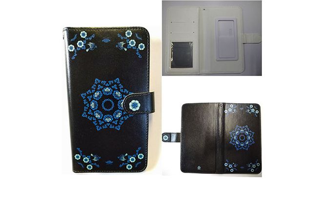 抗ウィルス！天平文様手帳型スマートフォンケース　Dデザイン　Lサイズ 小物 