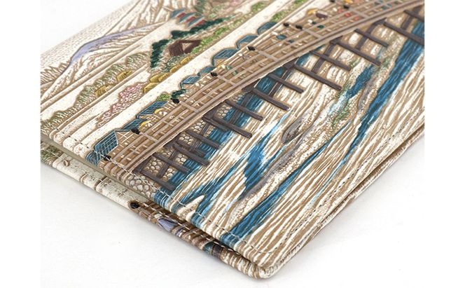 【文庫屋大関】パーソナルホルダー　浮世絵　三条大橋【皮革工芸品】 ファッション 小物 シンプル パスポートケース 病院セット 型押し 大関卯三郎 牛革 
