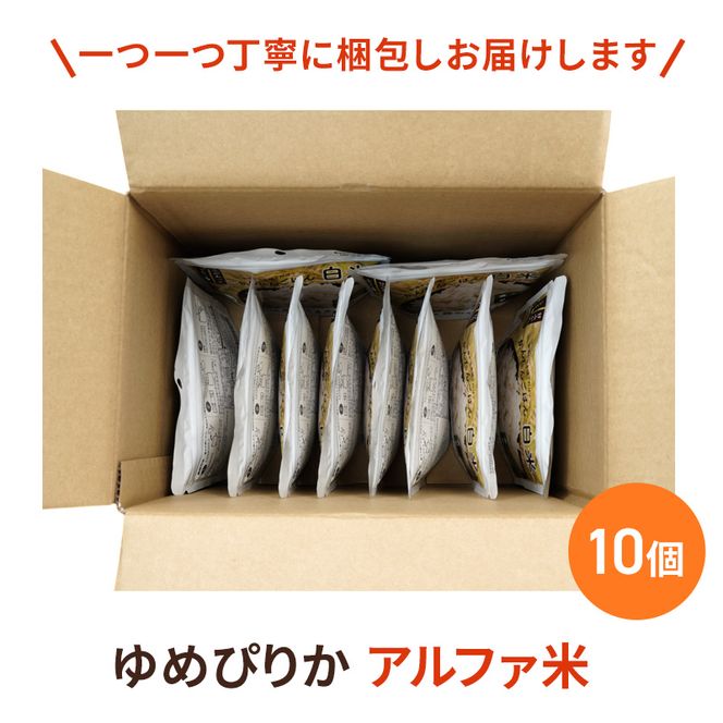 北海道赤平市産ゆめぴりか使用！ 白米 100g 10袋セット 大粒で甘みしっかり アルファ米 保存食 非常食 長期保存 アルファ化米 