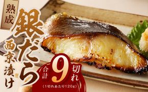 kgp0081 銀鱈 西京漬け 120g×9切れ【厚切り 小分け 熟成 銀だら ぎんだら ギンダラ 海産物 魚 惣菜 西京焼き 味噌 お酒のあて 訳あり サイズ不揃い 家計応援 切り落とし】