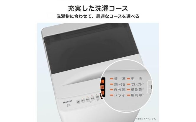Hisense ハイセンス 洗濯機【設置費込み】6kg 1-2人用 スリム 最短14分洗濯 シャワー水流 激流洗浄 予約機能 風乾燥 部屋干し 多彩コース 簡単操作 真下排水 一人暮らし HW-T60J 人気 おすすめ 家電 送料無料