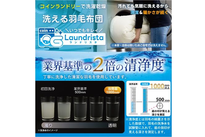 洗える羽毛布団 ダブル ホワイトダックダウン85％ グレー 無地 本掛け 冬用 1.6kg 羽毛 布団 羽毛ふとん 本掛け布団 コインランドリー 抗菌防臭 [川村羽毛 山梨県 韮崎市 20745104]