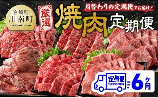 【6ヶ月定期便】厳選焼肉定期便【肉 牛肉 国産 宮崎県産 宮崎牛 焼肉 BBQ モモ ウデ 肩ロース 】[D11107t6]