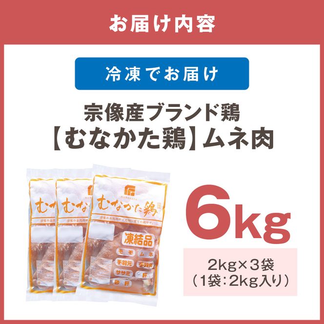 宗像産ブランド鶏【むなかた鶏】ムネ肉6kg（平飼い）【JAほたるの里】_HA1418