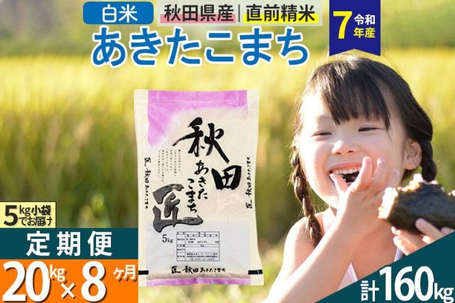 【白米】＜令和7年産＞ 《定期便8ヶ月》秋田県産 あきたこまち 20kg (5kg×4袋)×8回 20キロ お米 匠  [サンファーム西木 定期便 お米定期便 白米 あきたこまち ごはん 米 お米 精米20kg]|02_snk-010808s