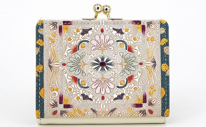 【文庫屋大関】三つ折りミニ財布　黄金のタピ【皮革工芸品】 ファッション 小物 民芸品 お札 カード 小銭 手のひらサイズ コンパクト 大人かわいい 牛革 手作り 国産 