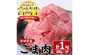 宮崎牛 こま肉(計1kg・200g×5) 牛肉 お肉 黒毛和牛 ブランド和牛 こま切れ 国産 冷凍 【MF-8】【エムファーム】