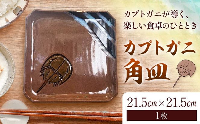 カブトガニ 角皿 吉備焼 21.5cm×21.5cm《30日以内に出荷予定(土日祝除く)》 吉備焼窯元 焼き物 工芸品 工芸 岡山県 笠岡市 お皿 皿---K-65---