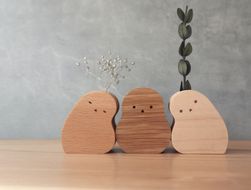 手のひらサイズの木製花瓶｜おやすみシマエナガ〈3種セット〉 272183_CZ028