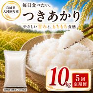 つきあかり 定期便 5回/10kg（5kg×2袋） 令和8年産 新米 ブランド米 白米 精米 【小分け】 宮城県大河原町産