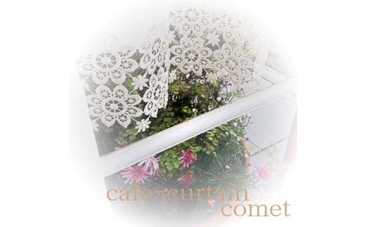 播州織カフェカーテンコメット(W60ｘ25cm)《 播州織綿 細窓 小窓用 レース付き コメット おしゃれ アイセレクト 》【2500N13802】