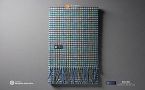 G3562 『Noble Fibre』100％カシミヤ・マフラー グリーン＆チェック フリンジ付き【高級 カシミア おしゃれ ファッション 防寒 かしみあ】