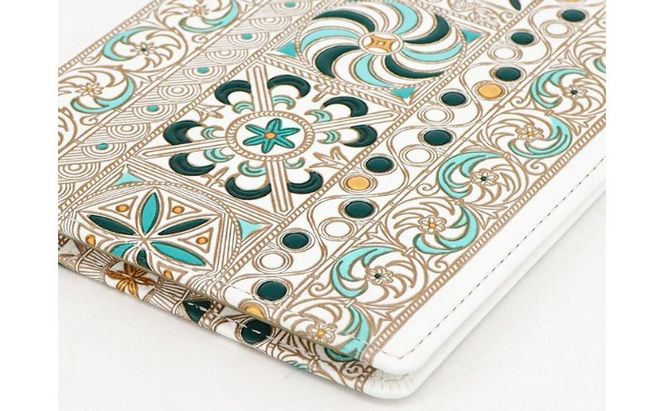 【文庫屋大関】パーソナルホルダー　錦紗＜緑＞【皮革工芸品】 民芸品 雑貨 日用品 牛革 イスラム文様 ギリシャ文様 