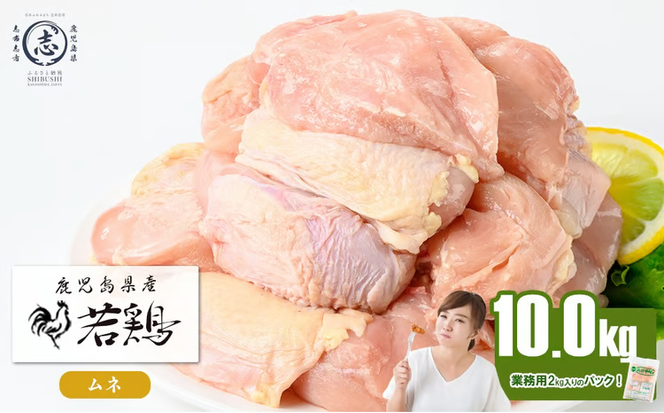 鹿児島県産若鶏ムネ肉 計10kg(2kg×5P) b3-029