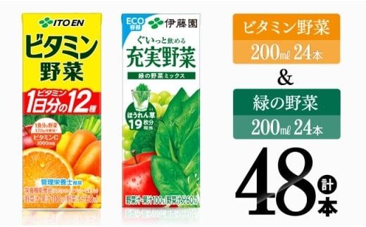 ビタミン野菜(紙)24本+緑の野菜(紙)24本 [伊藤園 飲料類 野菜 ビタミン野菜 緑の野菜 ジュース セット 詰め合わせ 飲みもの] [D07373]