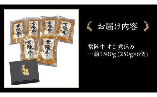 やわらか 常陸牛 すじ 煮込み 250g × 6パック (計 1500g )【茨城県共通返礼品】　牛すじ 牛肉 肉 和牛 にく 牛すじ肉 [FE024us]