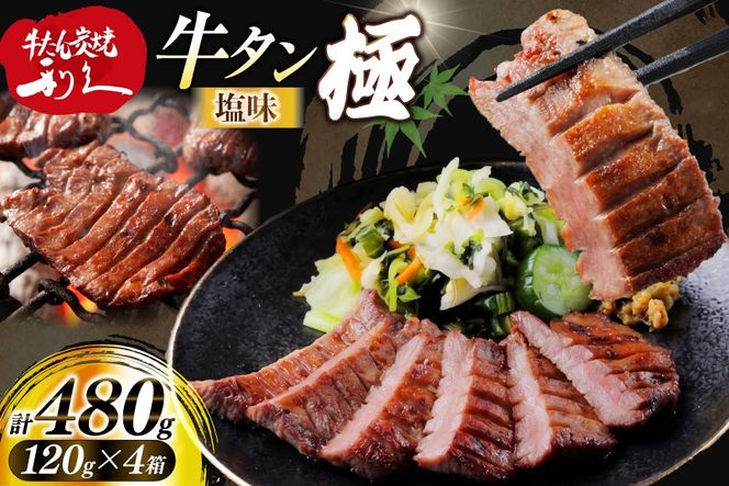牛たん 炭焼 利久 牛たん極 (塩味) 4個 セット [利久 宮城県 気仙沼市 20566128] 牛タン 牛 肉 牛肉 タン 焼肉 キャンプ アウトドア バーベキュー BBQ 牛タン塩 牛たん塩 冷凍 小分け 個包装