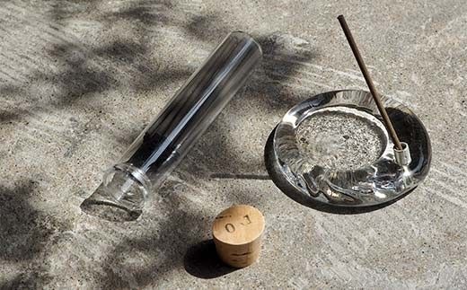 月月 植物△線香 ＆ ガラスのお香立てセット LO-1 CLEAR 線香 お香 お香置き お香立て 雑貨 日用品 F6P-3173