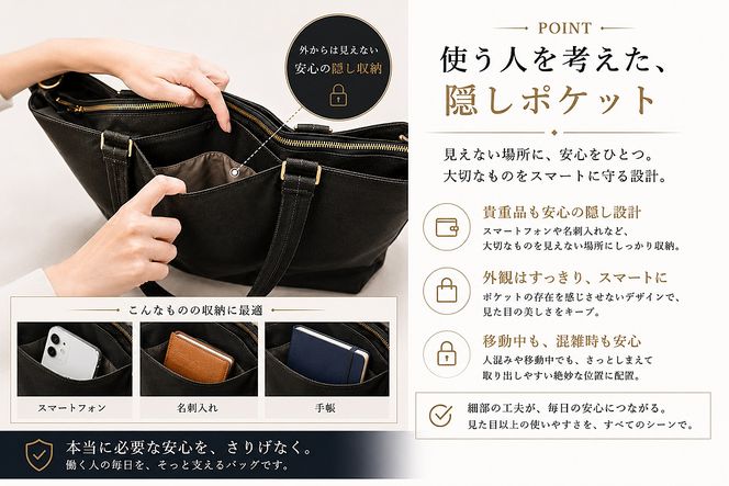 デスクまるごと持ち運び！ビジネスバッグL 選べる 生地色 金具色