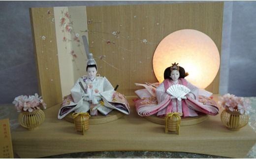 雛人形 桜の花装飾 木製台