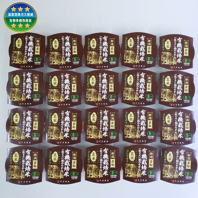 有機栽培 コシヒカリ 玄米のパックごはん (150g×20個) オーガニック 1067090
