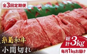 【全3回定期便】【月限定10個】希少 糸島 和牛 こまぎれ 1kg 糸島 / トラヤミートセンター [AJD011]