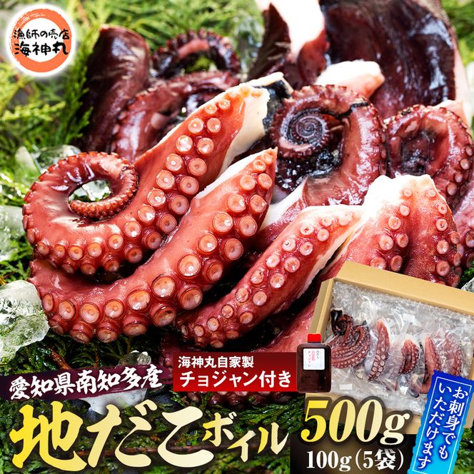 地だこボイル ５パック (100g×5) 冷凍 たこ 海鮮 海産物 たこ飯 たこ焼き アヒージョ たこ唐揚げ おつまみ お酒 ご飯 おかず 自家製チョジャン付き おすすめ 人気 愛知県 南知多町