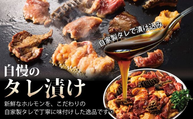 010B1577 ホルモンミックス(シマチョウ・ハチノス・ココロ・フクゼ) タレ漬 合計1.2kg(300g×4パック) 小分け 時短 焼くだけ 簡単