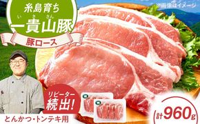 一貴山豚 ロースとんかつ・トンテキ用 計960g(120g×8枚) 糸島市 / いきさん牧場 豚肉 冷凍[AGB031] 豚肉 豚 ブランド豚 一貴山豚 ポーク ロース 生姜炒め ポークジンジャー