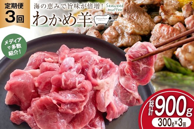 定期便 3回 ラム肉 南三陸 わかめ羊 300g [さとうみ羊牧 宮城県 南三陸町] ラム 肉 精肉 ジンギスカン 羊肉 国産 わかめ 焼肉 キャンプ バーベキュー BBQ ふるさと納税 FAK-0393