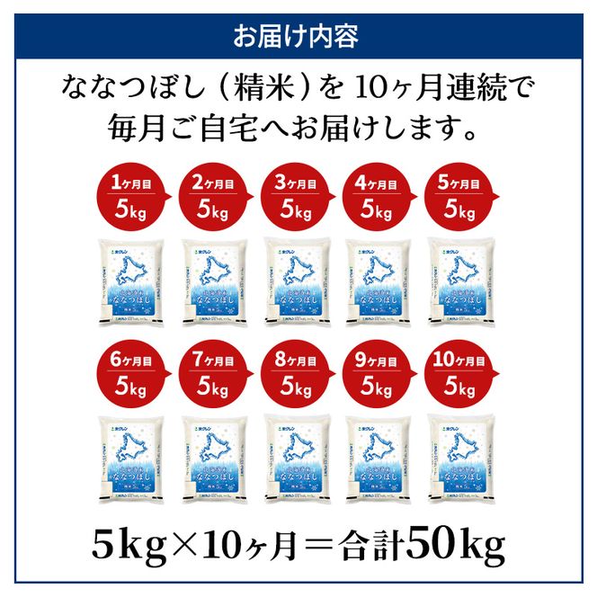 10ヵ月 定期便 ホクレン北海道ななつぼし（精米5kg） お米 米 ごはん 精米 白米 国産 北海道 こめ コメ 10回  [JA新おたる]