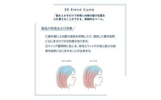 【業界初！部分ウィッグを自然に馴染ませる】QAMOJI 3D Blend Comb（カモジ 3D ブレンドコーム）ブラック ｜ 部分ウィッグ用 コーム 紫外線対策 退色防止 簡単スタイリング 2WAYタイプ 特許申請中 ギフト 贈り物 母の日　※離島への配送不可