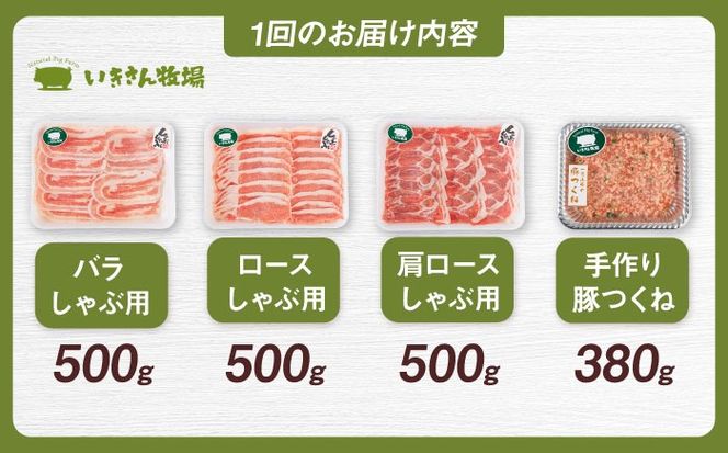 【全12回定期便】一貴山 豚しゃぶ セット糸島市 / いきさん牧場 /鍋 しゃぶしゃぶ 豚しゃぶ 肩ロース ロース つくね バラ 豚バラ [AGB009] 豚しゃぶ しゃぶしゃぶ 肩ロース 豚バラ 豚つくね つくね