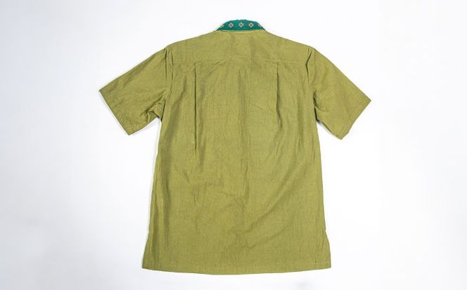 サマーシャツ（ティーグリーン / メンズ）琉球織物 経浮花織入り メンズ ファッション フォーマル カジュアル 冠婚葬祭 / 沖縄市 FABRIC SHOP MINAMI[BCCS012]