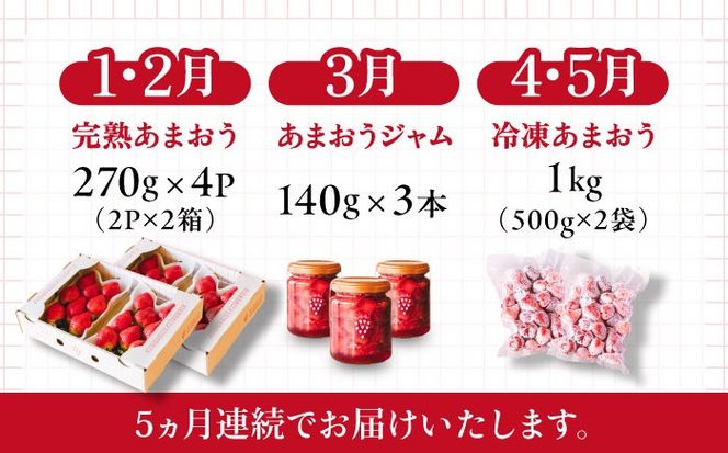 【全5回定期便】糸島産あまおうお楽しみ定期便 あまおう4パック×2回 / あまおうジャム3本 / 冷凍あまおう1kg×2回 糸島市　/ slowberry strawberry[APJ007]