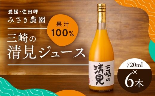 清見ジュース 720ml×6本 ｜ みかんジュース オレンジジュース 100％ 飲料 みかん ドリンク ご当地 お土産 お取り寄せ 人気 おすすめ 愛媛県 伊方町　※北海道、沖縄・離島への配送不可　※2025年1月下旬までに順次発送予定