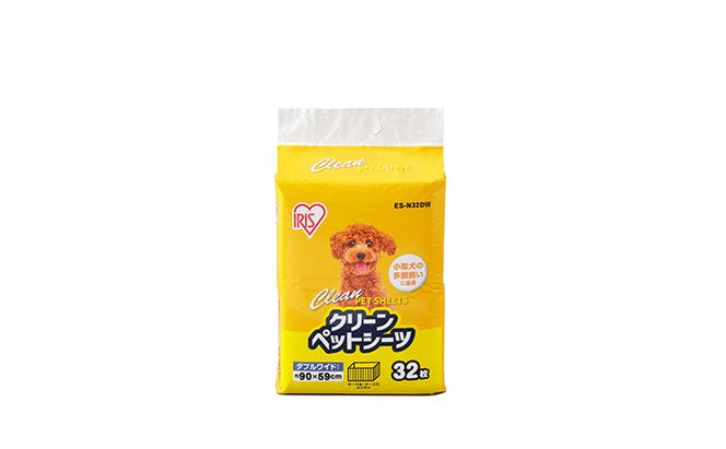 クリーンペットシーツ（ダブルワイド32枚×4パック）ES-N32DW アイリスオーヤマ 雑貨 日用品 安心 吸収力 おしっこ 吸収 抗菌 高吸収 ポリマー 逆戻り 臭い ワイドサイズ 動物 