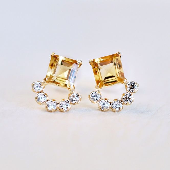 【ジュエリー】K10 イエローゴールド シトリン ピアス 保証書付 SMK-5220 242-004-c