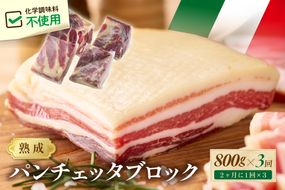 【定期便 隔月×3回】パンチェッタブロック（豚バラ肉の塩漬け）　約200g×4袋 ふるさと納税 豚肉 塩漬け ふるさと納税 ベーコン ふるさと納税 パンチェッタ 豚バラ 塩漬け スペイン料理　NI00026